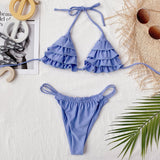 Lavender Tiered Halter Bikini Set