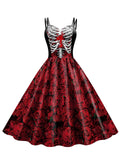 1950s Halloween Suspender Skeleton Skull Dress