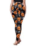 1960s Halloween Pumpkin Spider Web Leggings