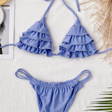 Lavender Tiered Halter Bikini Set