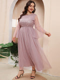 [Plus Size] Pink 1930s Mesh Patchwork Evening Dress