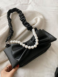 Retro Bowknot Pearl Solid Underarm Bag