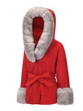 1960s Furry Solid Hooded Thickened Cotton Coat