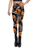 1960s Halloween Pumpkin Spider Web Leggings