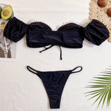 Black Ruffled Keyhole Bikini Set