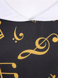 1950s Black Music Notes Swing Dress