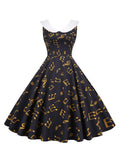 1950s Black Music Notes Swing Dress
