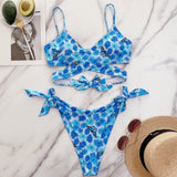 Floral Lace-Up Bikini Set