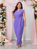 [Plus Size] 1930s Lapel Sleeveless Suit Jumpsuit With Belt