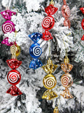 Painted Spiral Glitter Candy Christmas Tree Decorations
