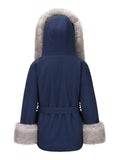 1960s Furry Solid Hooded Thickened Cotton Coat