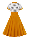 1950s Polka Dot Patchwork Swing Dress