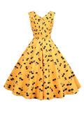 1950s Cherry Sleeveless Swing Dress