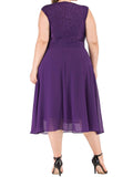 [Plus Size] 1950s Solid Lace Swing Vintage Dress