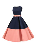 1950s Patchwork Belted Swing Dress