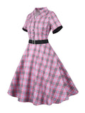 1950s Plaids Belted Swing Dress