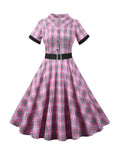 1950s Plaids Belted Swing Dress