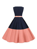 1950s Patchwork Belted Swing Dress