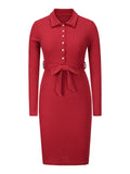 1960s Chelsea Collar Button Solid Dress