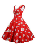 1950s Daisy Sleeveless Swing Dress