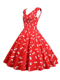 1950s Cherry Sleeveless Swing Dress