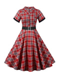 1950s Plaids Belted Swing Dress
