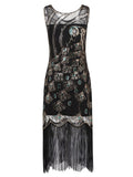 Black 1920s Peacock Flapper Gatsby Dress