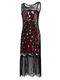 Wine Red 1920s Peacock Flapper Dress
