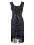 Black 1920s Flapper Sequin Gatsby Dress