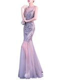 [US Warehouse] Gray 1920s Sequin Gatsby Long Dress