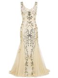 [US Warehouse] Apricot 1920s Sequin Maxi Dress