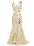 [US Warehouse] Apricot 1920s Sequin Maxi Dress