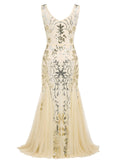 [US Warehouse] Apricot 1920s Sequin Maxi Dress