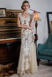 [US Warehouse] Apricot 1920s Sequin Maxi Dress