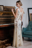 [US Warehouse] Apricot 1920s Sequin Maxi Dress