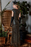 Gold 1920s Sequin Maxi Dress