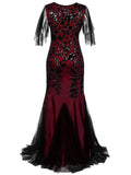 [US Warehouse] Wine Red 1920s Sequin Maxi Gowns Dress