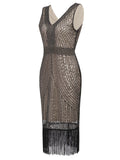 Apricot 1920s Sequin Fringe Flapper Dress