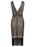 Apricot 1920s Sequin Fringe Flapper Dress