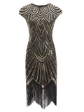 [US Warehouse] Gold 1920s Sequin Beaded Fringed Dress