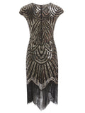 [US Warehouse] Gold 1920s Sequin Beaded Fringed Dress