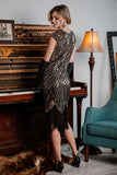 [US Warehouse] Gold 1920s Sequin Beaded Fringed Dress