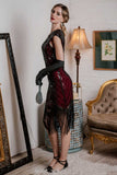 [US Warehouse] Red 1920s Sequin Beaded Fringed Dress