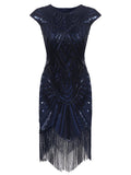 [US Warehouse] Blue 1920s Tassel Gatsby Flapper Dress