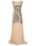 [Clearance] Apricot 1920s Sequin Maxi Flapper Dress - US