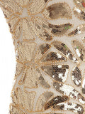 [Clearance] Apricot 1920s Sequin Maxi Flapper Dress - US