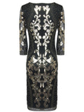 [US Warehouse] 1920s 3/4 Sleeve Mesh Sequin Gatsby Dress