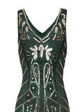 Green 1920s Retro Sequin Fringed Flapper Dress