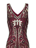 Wine Red 1920s Retro Sequin Fringed Flapper Dress