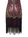 Wine Red 1920s Retro Sequin Fringed Flapper Dress